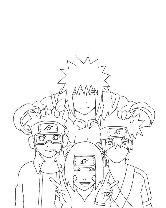 A Equipe Lendária de Naruto Pronta para Colorir