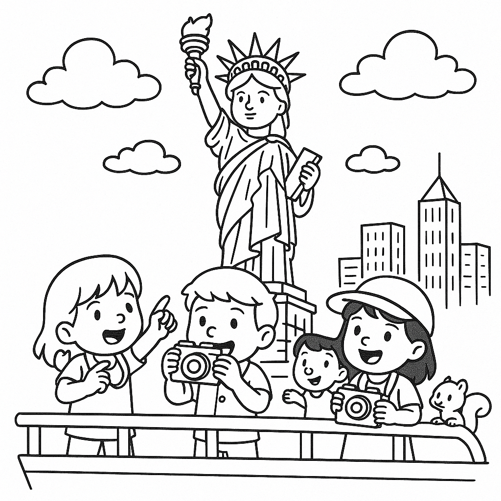 A Estátua da Liberdade e Pequenos Exploradores