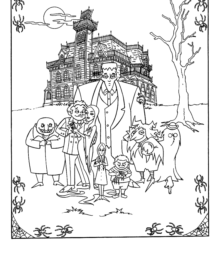 Desenho de A mansão da Família Addams para imprimir e colorir