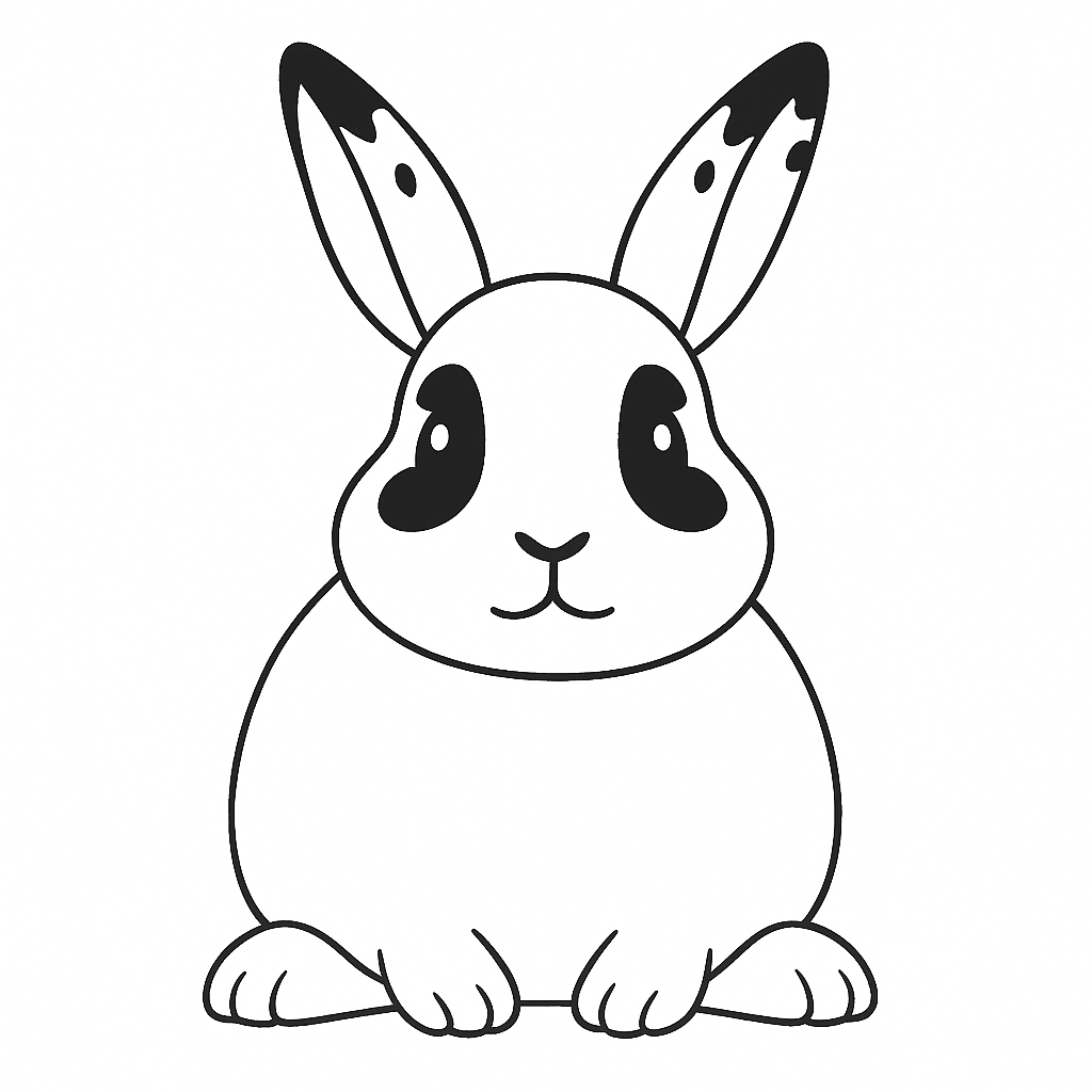 Adorável Coelho Preto e Branco para Colorir