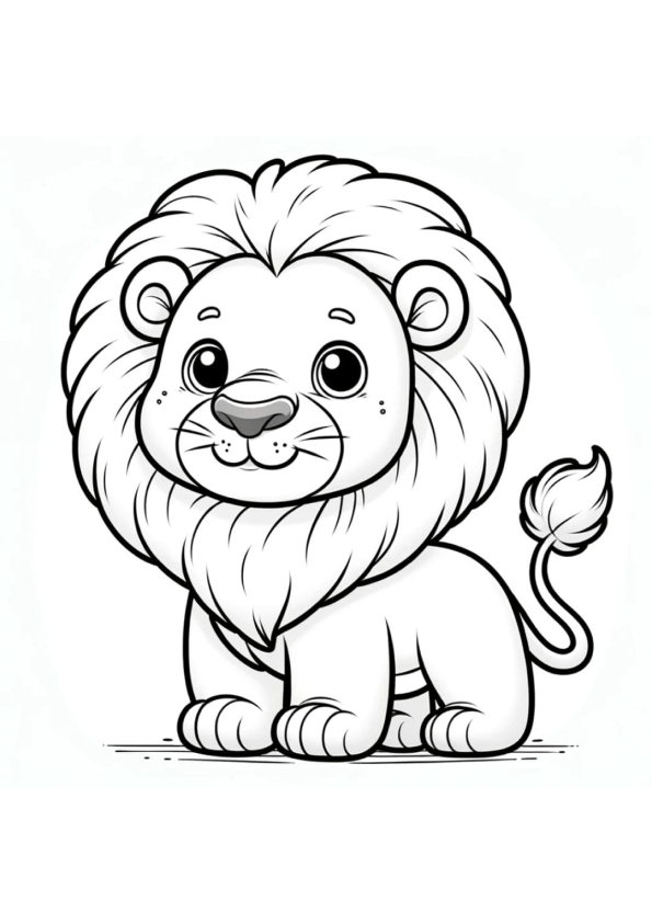 Adorável Leãozinho Espera Para Ser Colorido