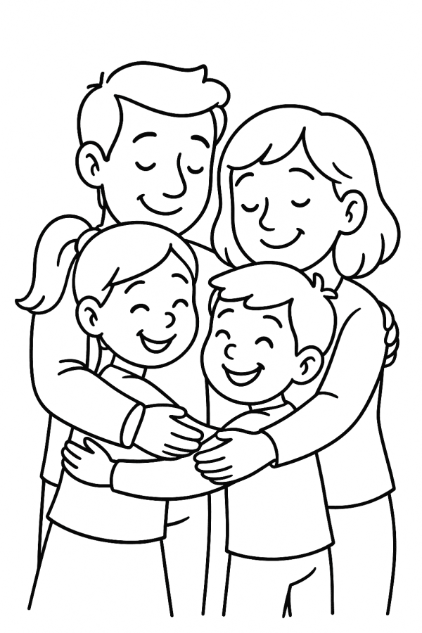 Alegre Abraço em Família
