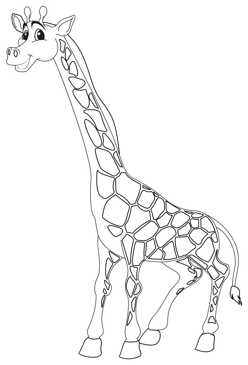 Alegre Girafa Pronta para Colorir