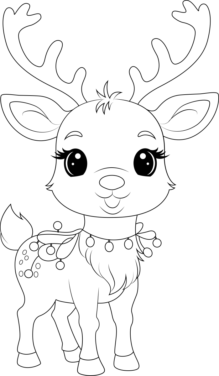 Alegre Rena de Natal para Colorir