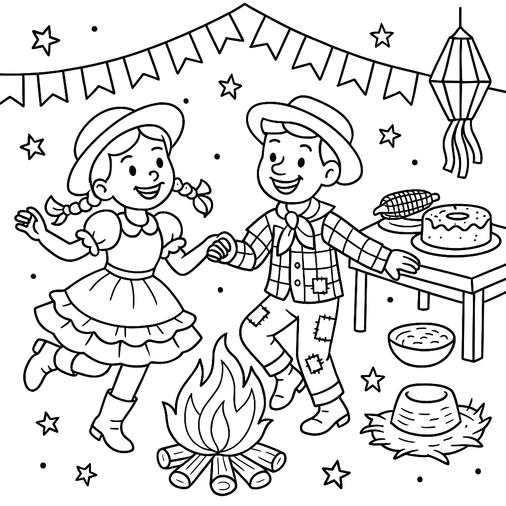 Alegria Junina: Festa e Tradição para Colorir