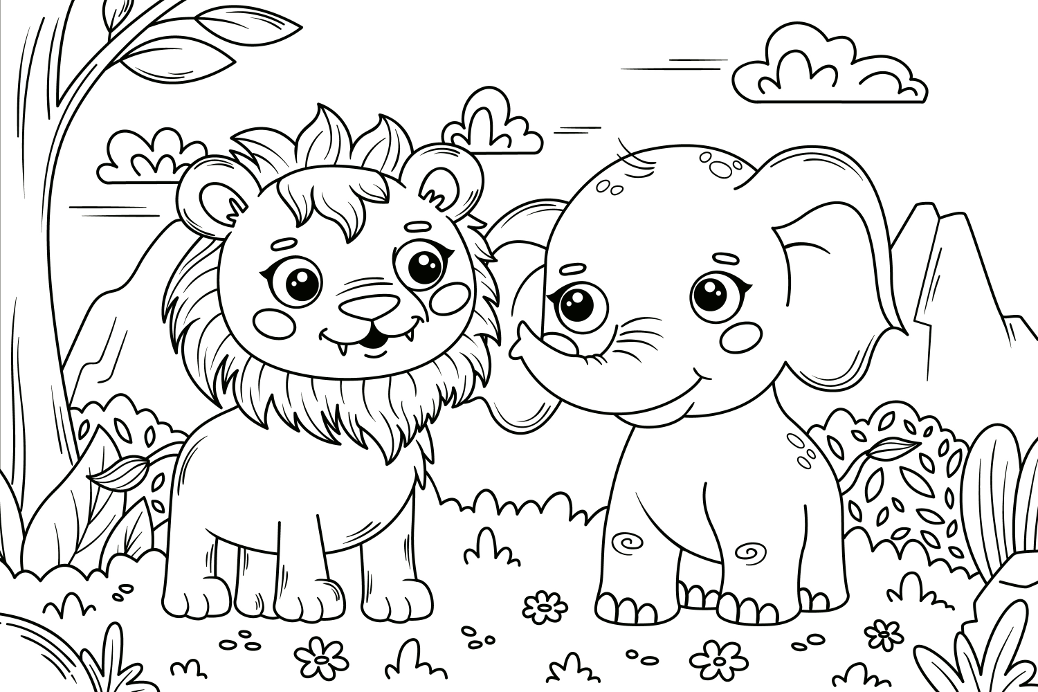 Amigos da Savana Prontos para Colorir