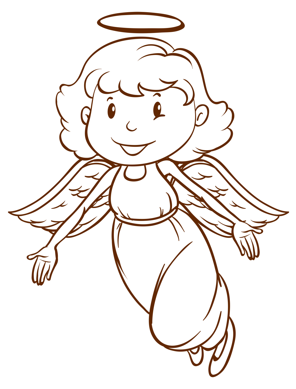 Anjo Encantador Pronto para Colorir