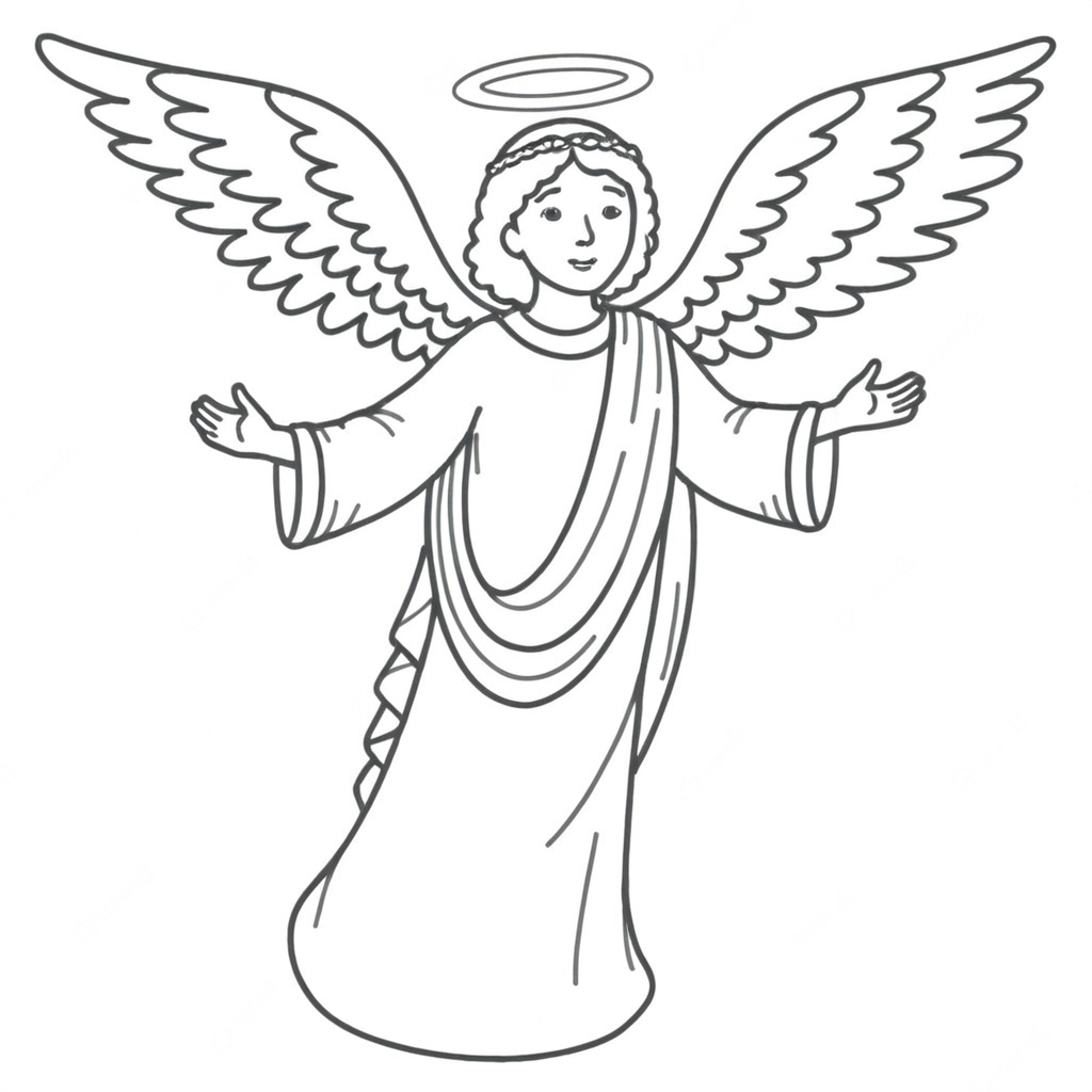 Anjo Gracioso Pronto para Colorir