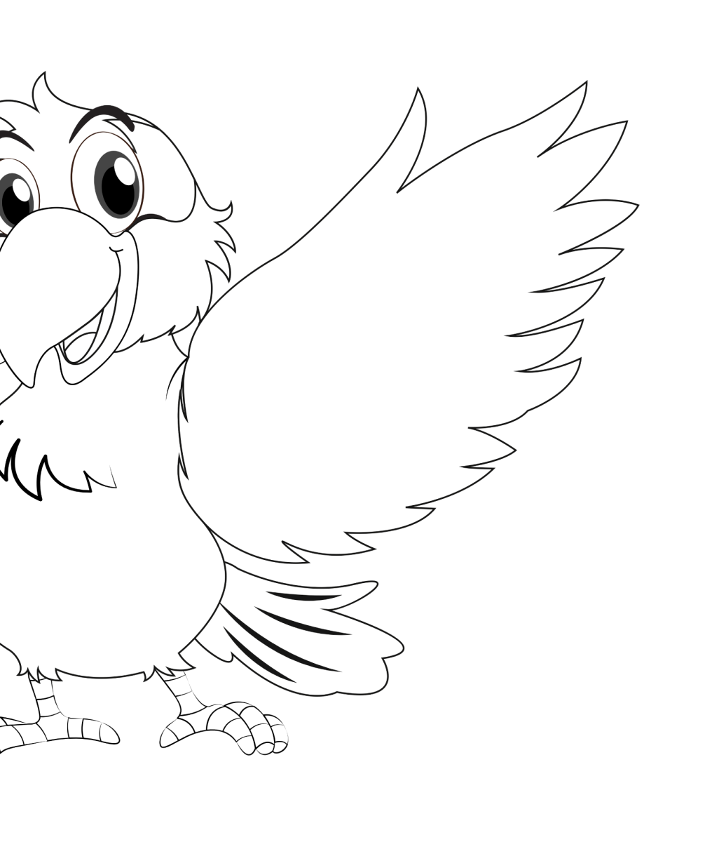 Desenho de Arara abrindo as asas para imprimir e colorir