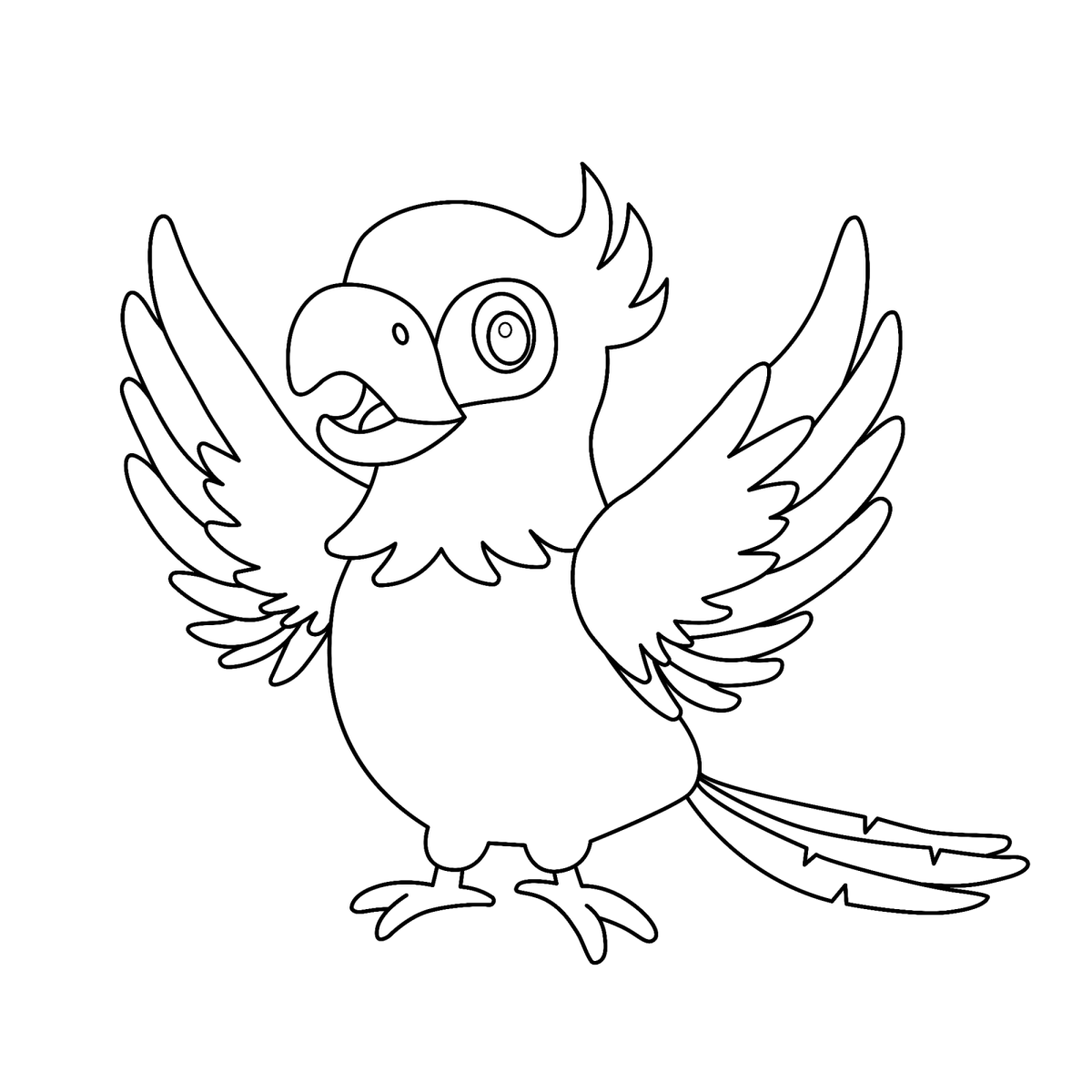 Desenho de Arara acenando com as asas para imprimir e colorir