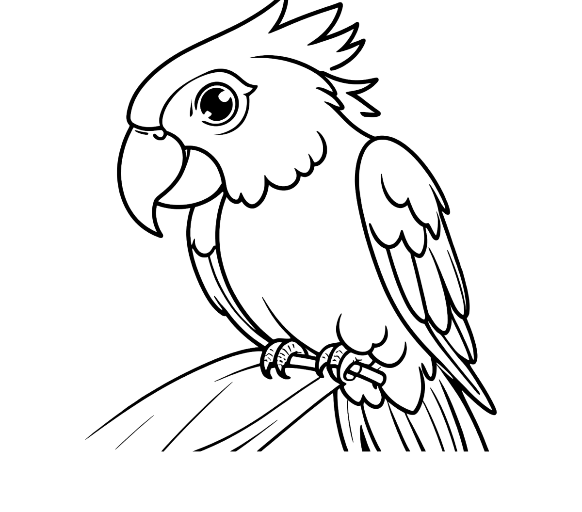 Desenho de Arara com topete olhando para cima para imprimir e colorir