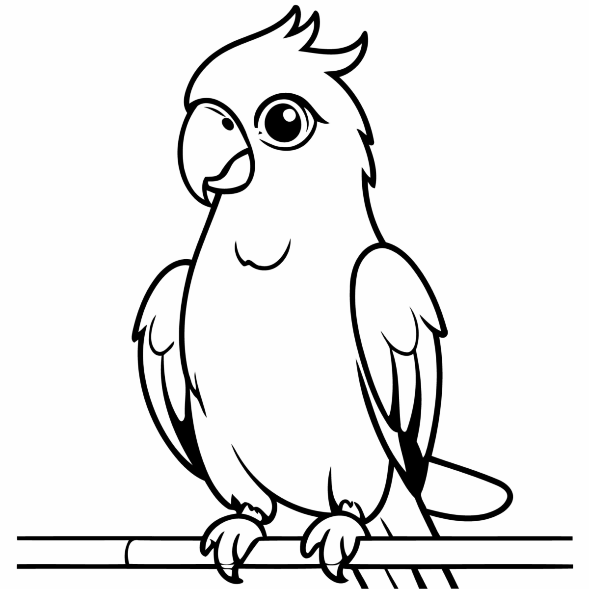 Desenho de Arara curiosa na cerca para imprimir e colorir