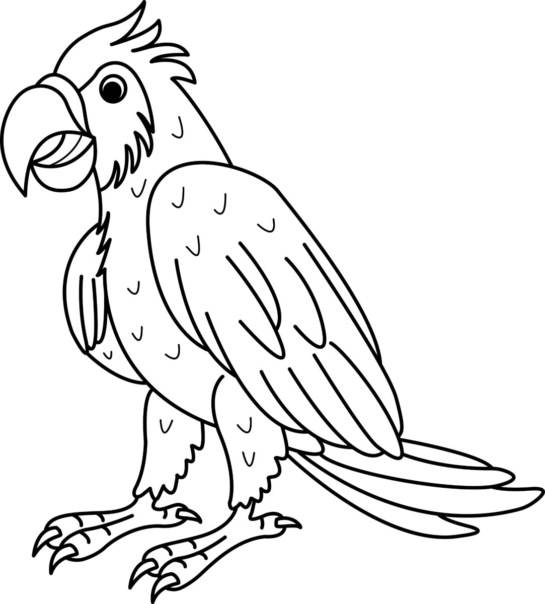 Desenho de Arara de asas abertas no chão para imprimir e colorir