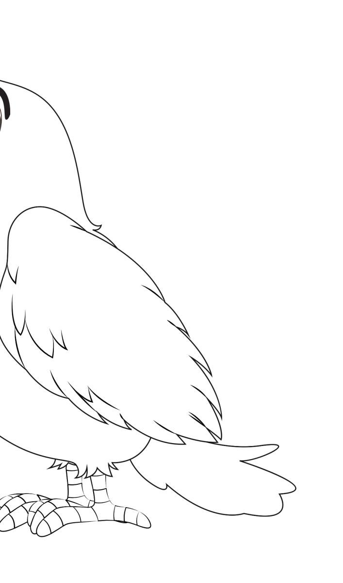 Desenho de Arara de pé olhando para o lado para imprimir e colorir