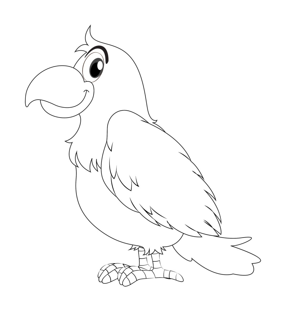 Desenho de Arara sorridente de perfil para imprimir e colorir