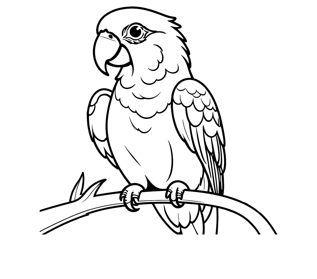 Desenho de Arara-vermelha no galho para imprimir e colorir