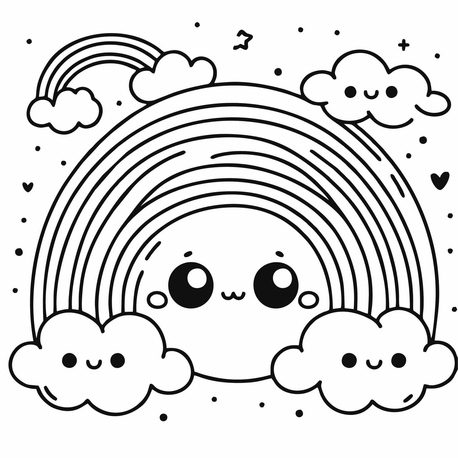 Arco-íris e Nuvens Kawaii Encantados