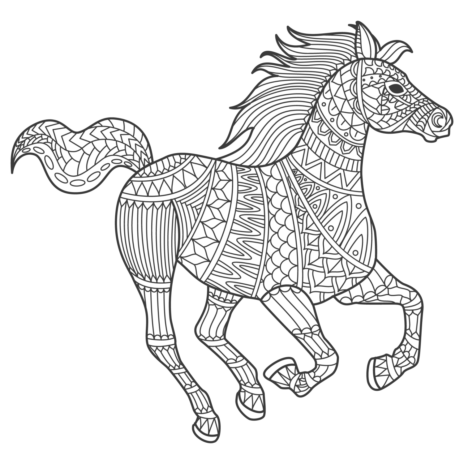 Arte Intrincada de Cavalo para Colorir
