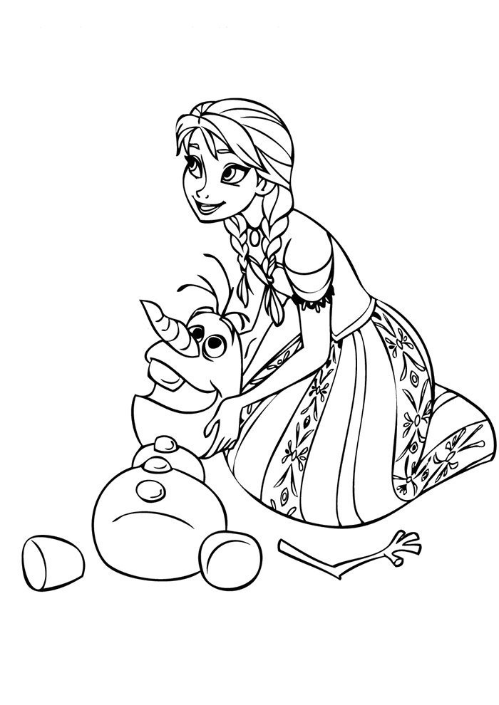 Aventura de Anna e Olaf para Colorir