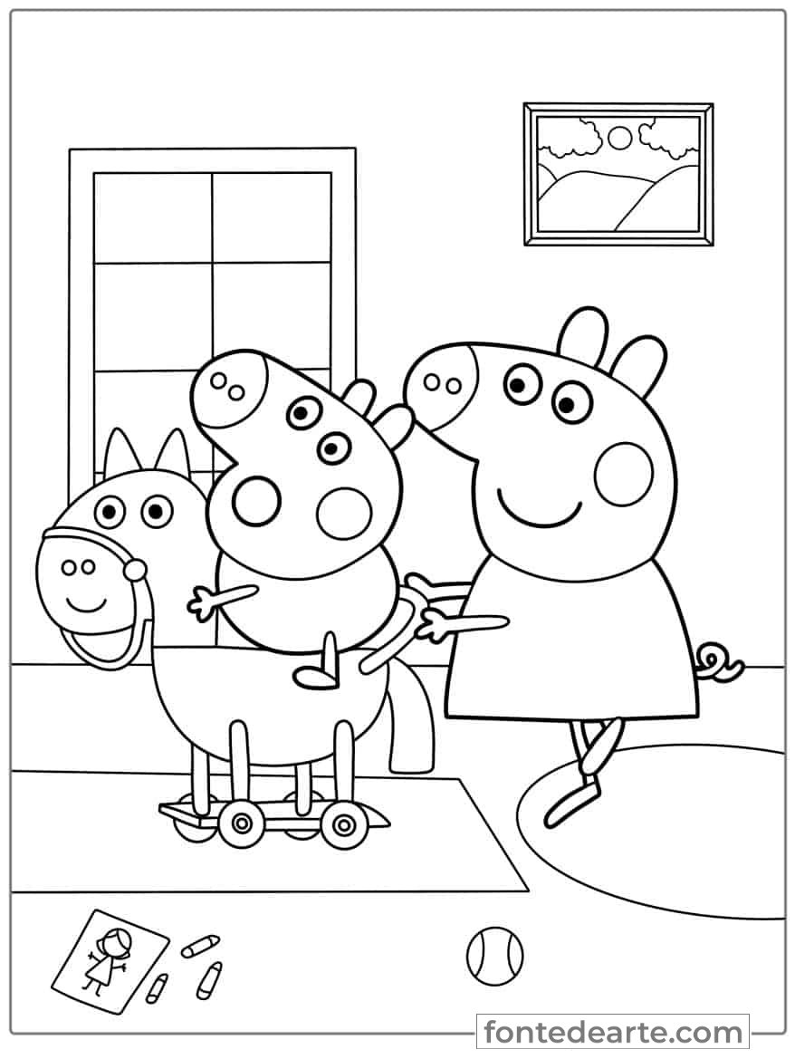 Aventura Colorida com Peppa e George no Passeio de Cavalo