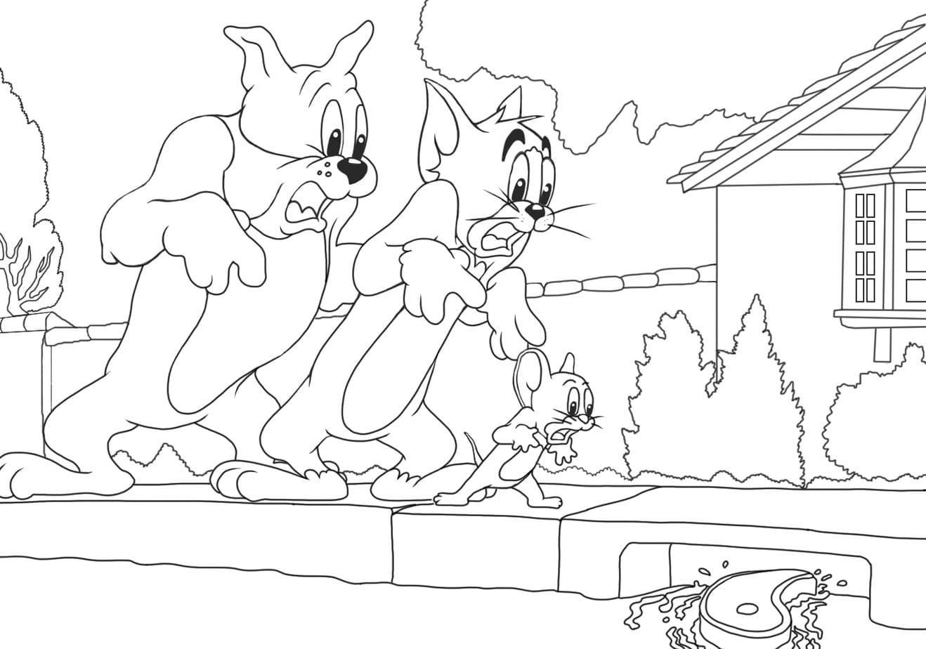 Aventura de Tom e Jerry com Spike no Quintal