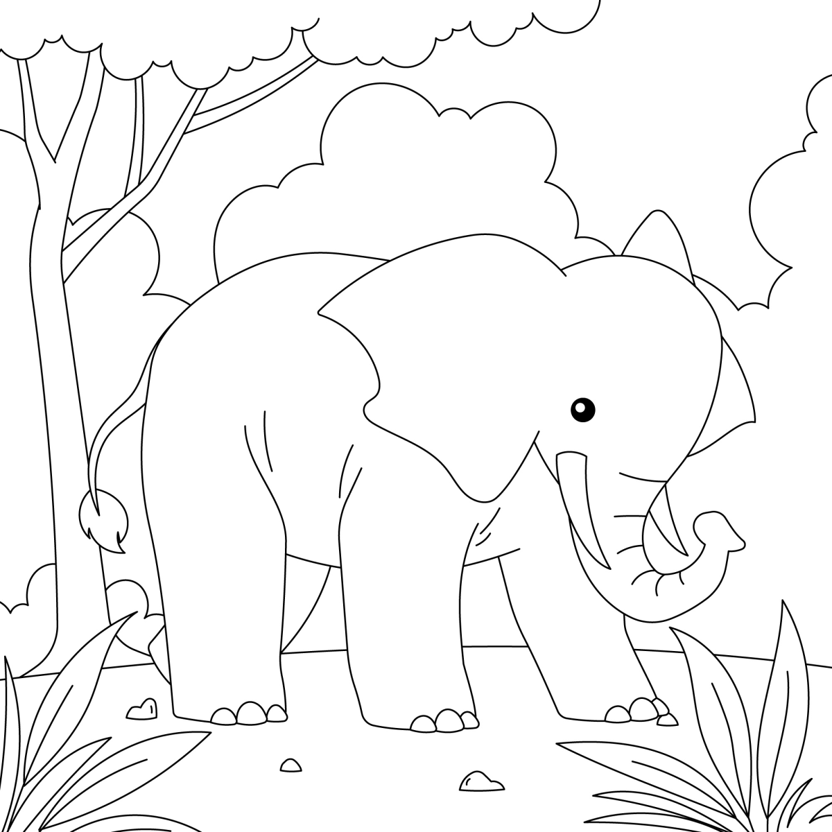 Aventura na Savana: Elefante para Colorir