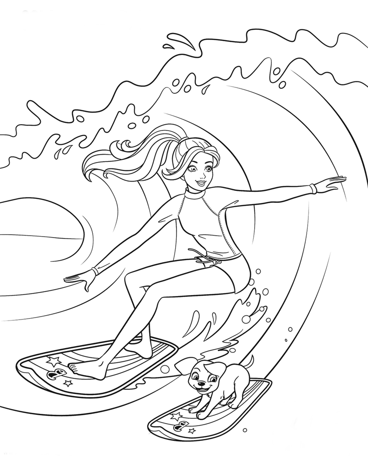 Aventura Surfística com Barbie e Amigo Canino