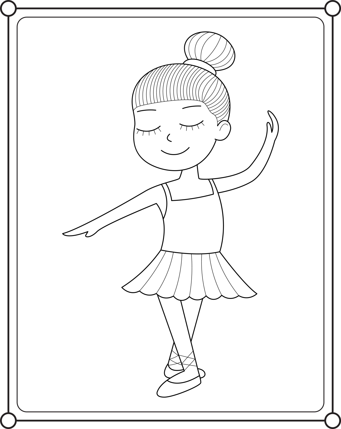 Bailarina Graciosa Pronta para Colorir