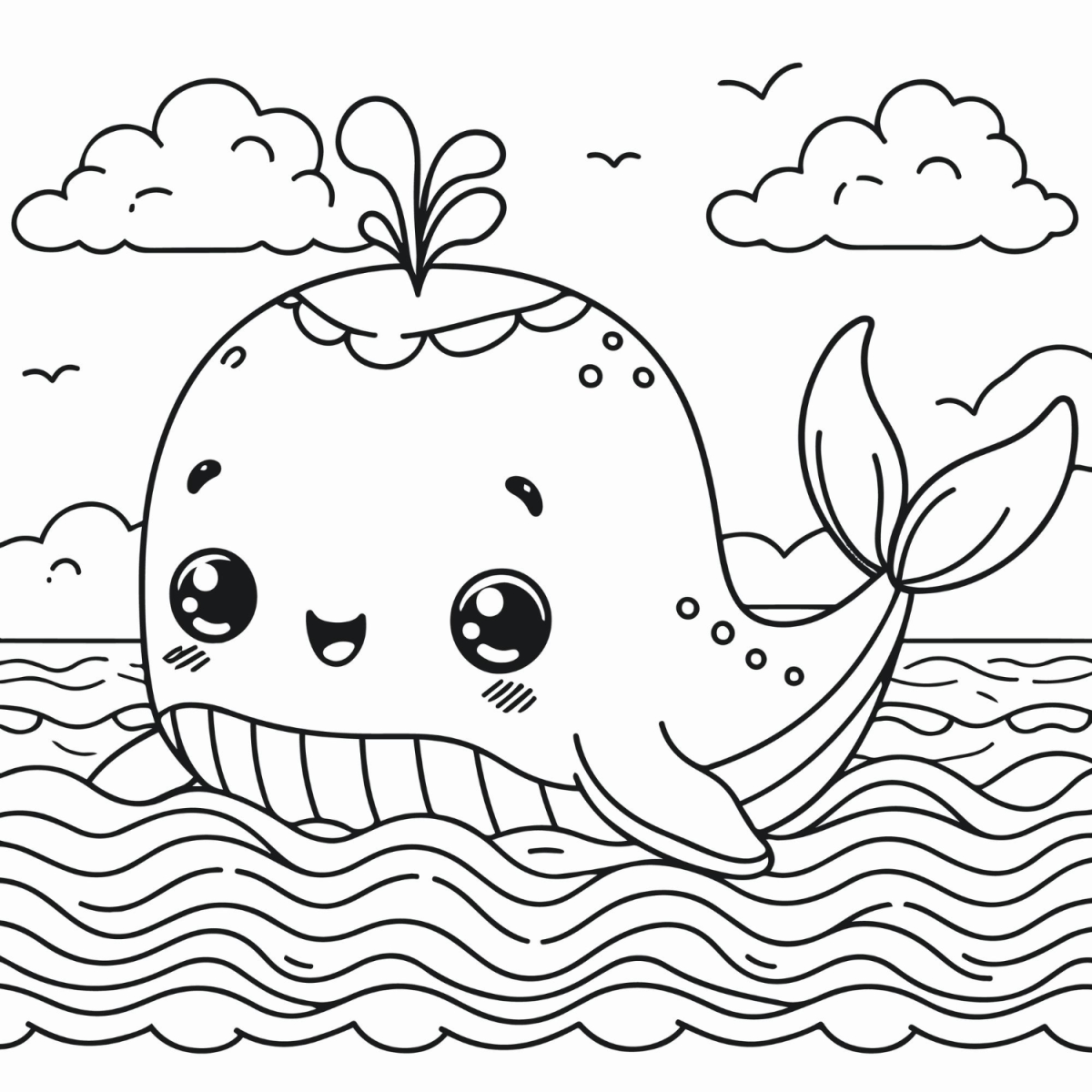 Baleia Kawaii no Oceano Encantado
