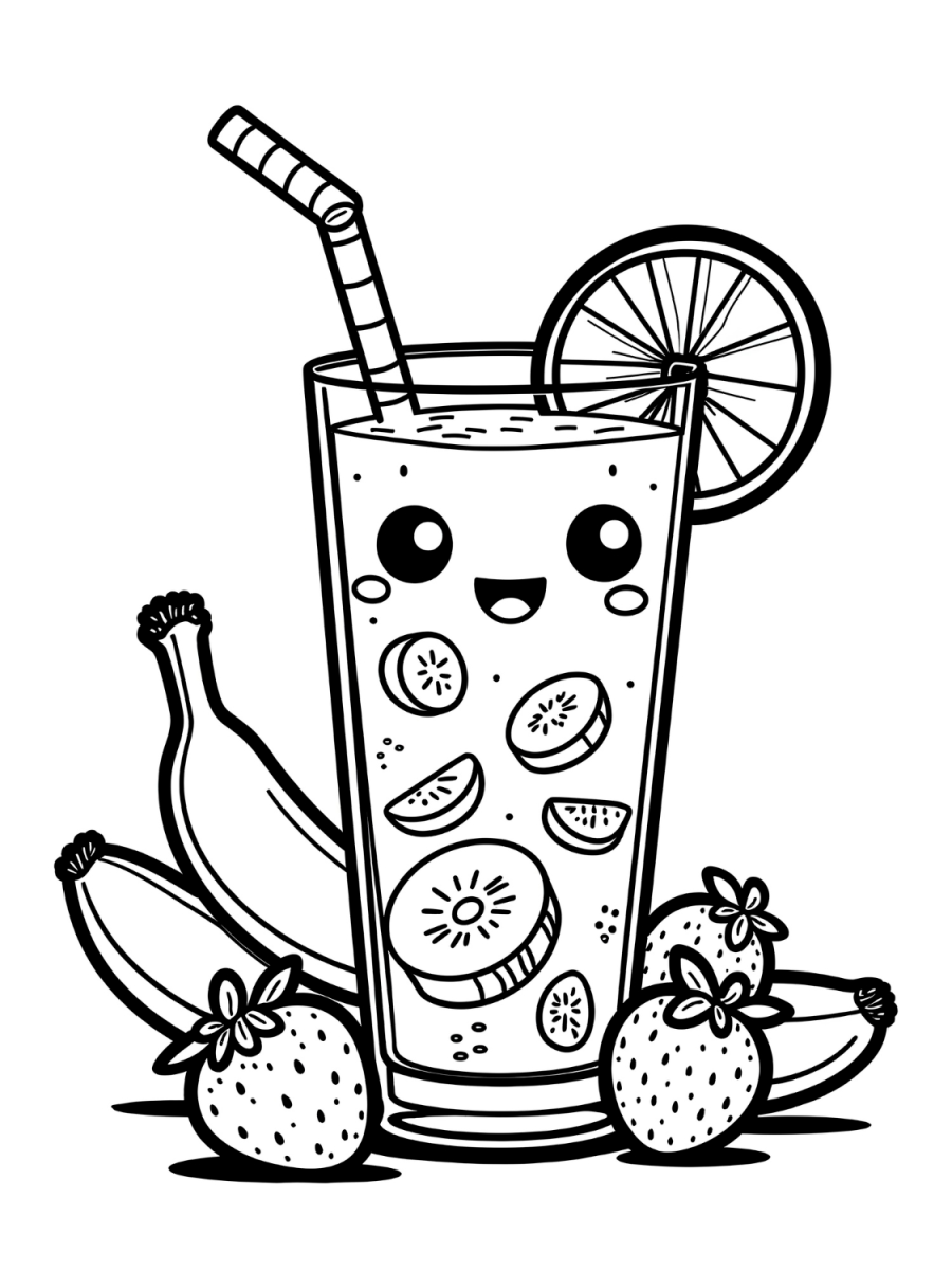Bebida Kawaii e Frutas Divertidas