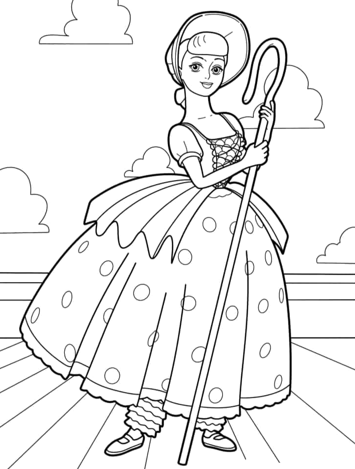 Desenho de Betty, a pastorinha de porcelana para imprimir e colorir