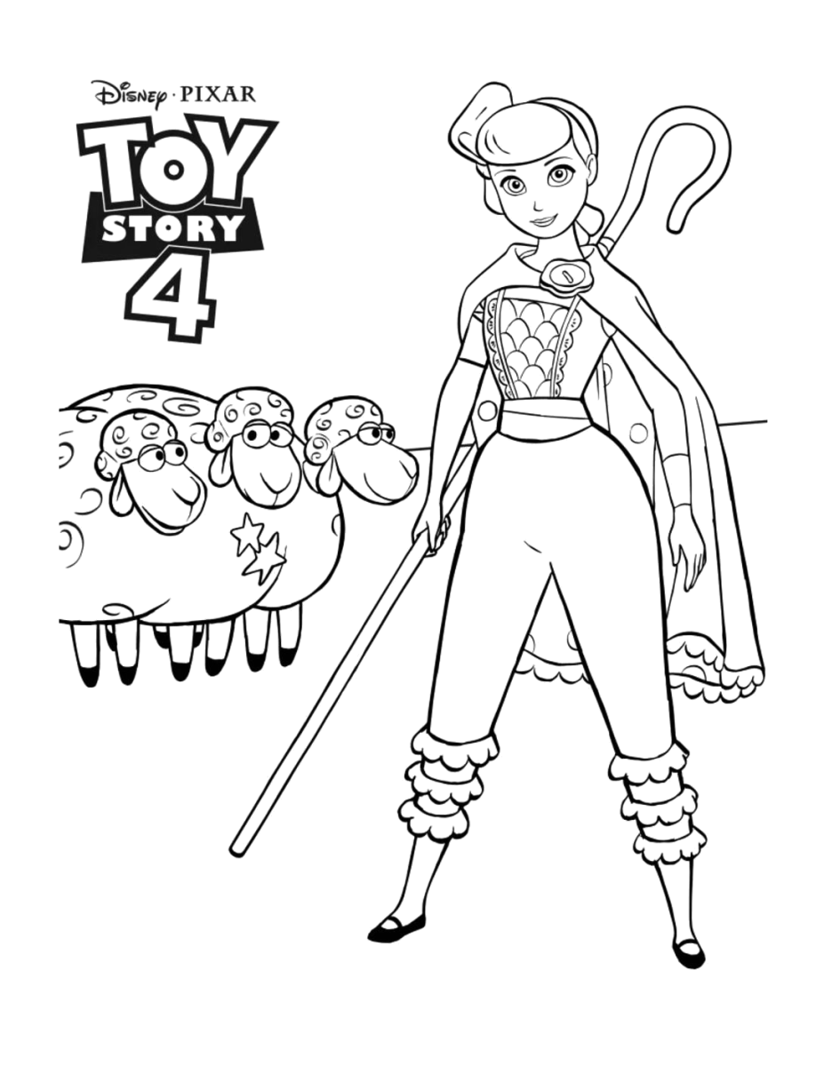 Desenho de Betty com seu cajado em Toy Story 4 para imprimir e colorir