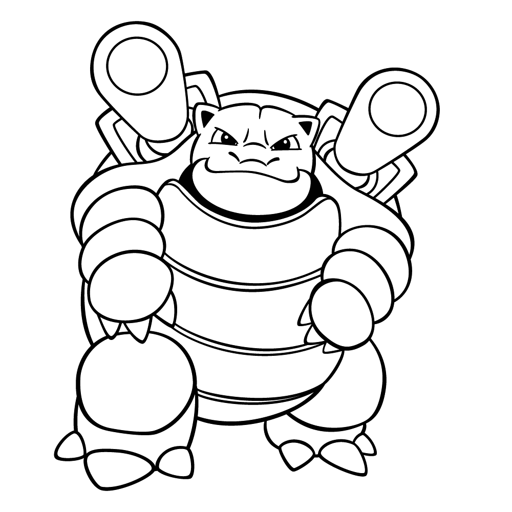 Desenho de Blastoise com os canhões nas costas para imprimir e colorir