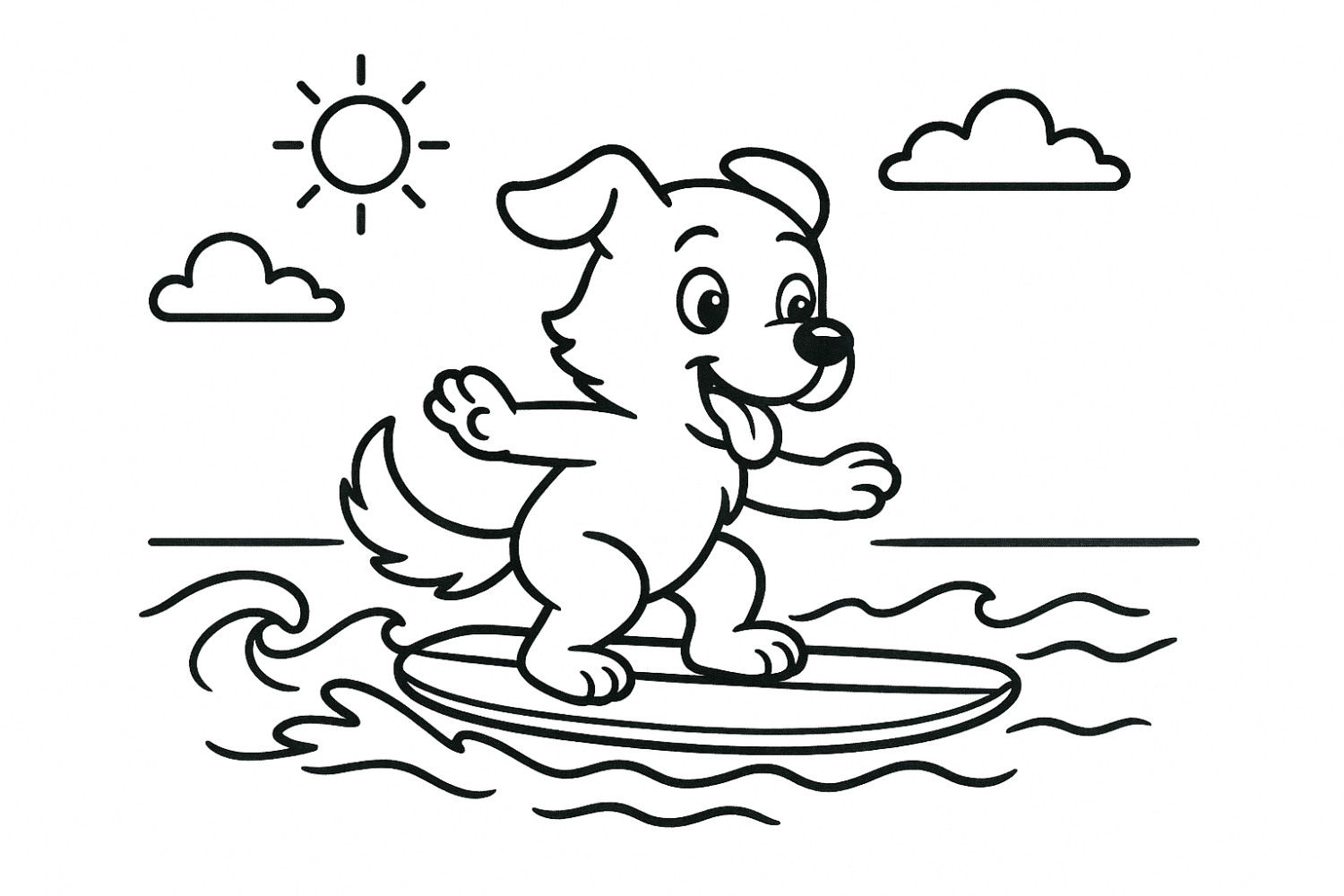 Cachorrinho Surfer na Praia
