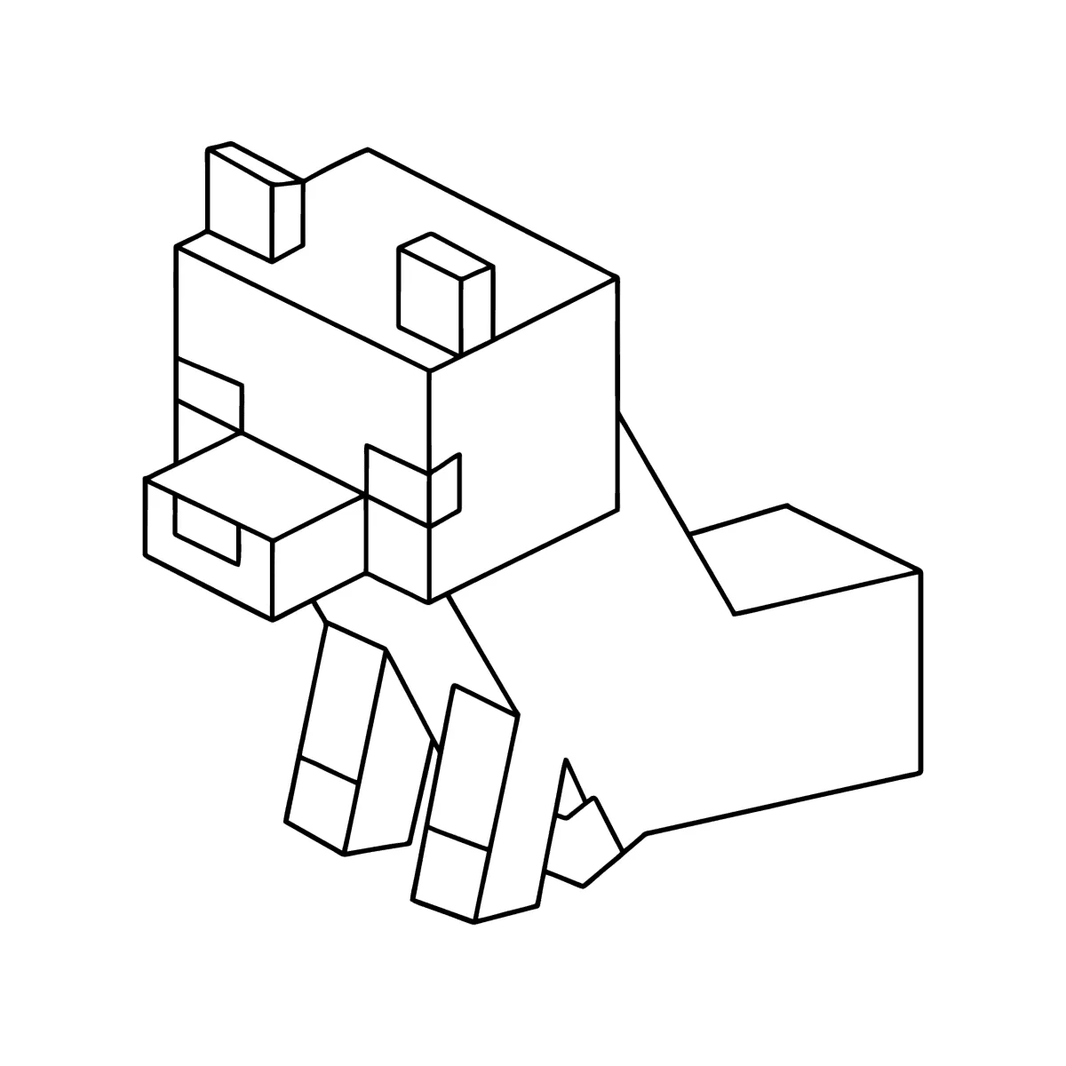 Desenho de Cachorro do Minecraft sentado para imprimir e colorir