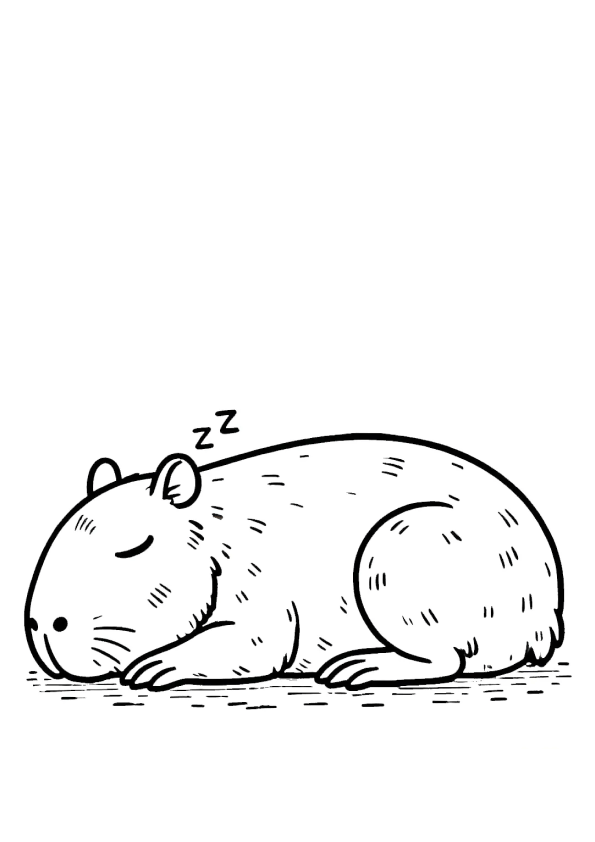 Capivara Dorminhoca para Colorir