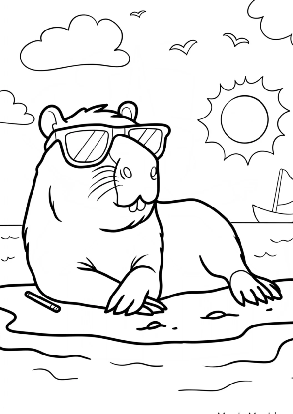 Capivara na Praia: Relaxando ao Sol