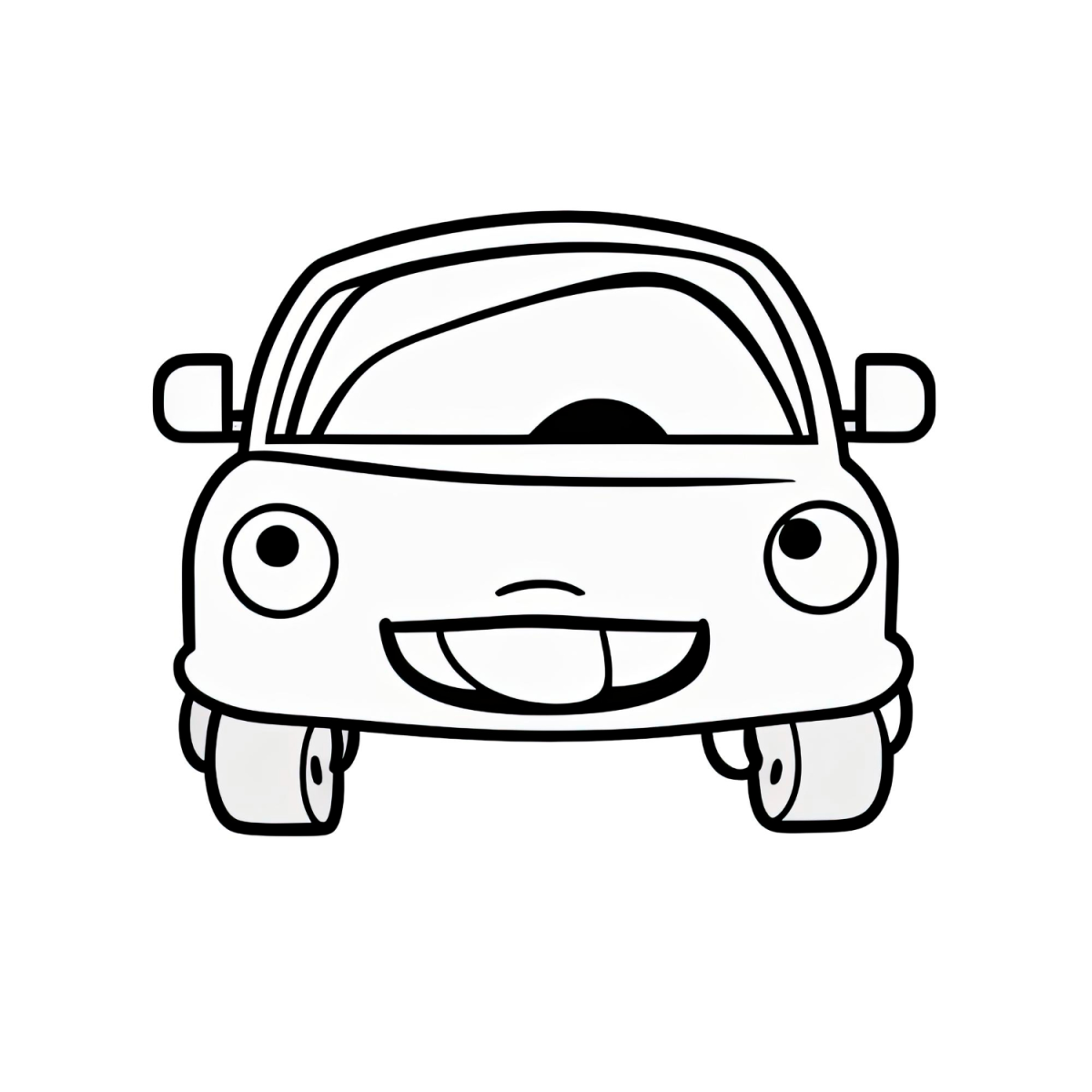 Carro Sorridente em Preto e Branco