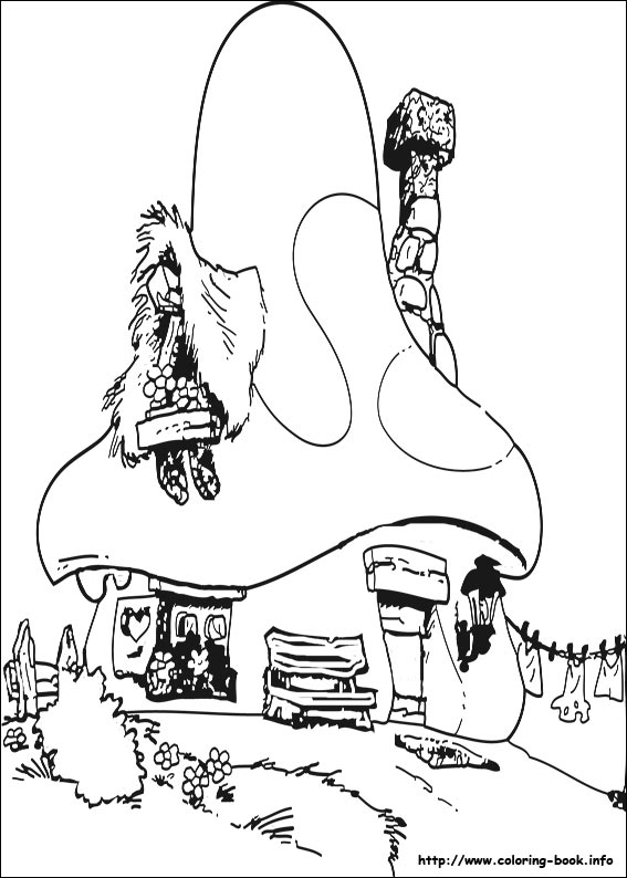 Casa dos Smurfs para Colorir