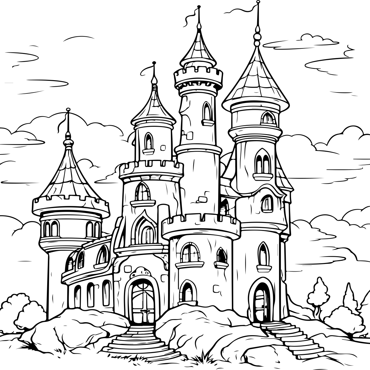 Castelo de Contos de Fadas para Colorir