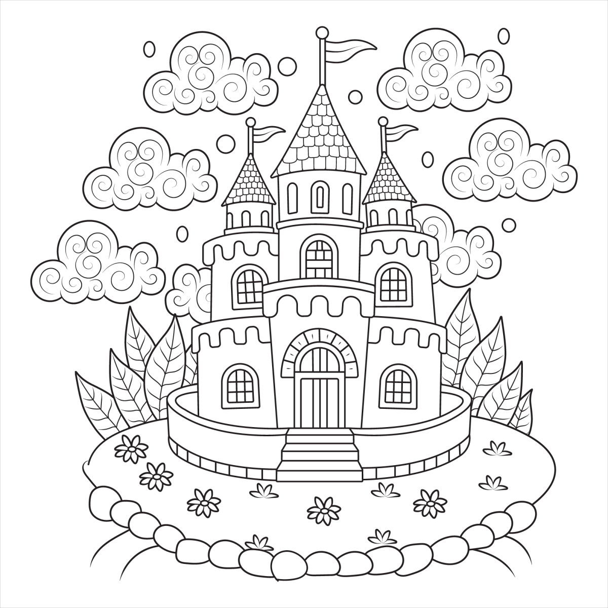 Um Castelo Mágico Espera por Cores Vibrantes