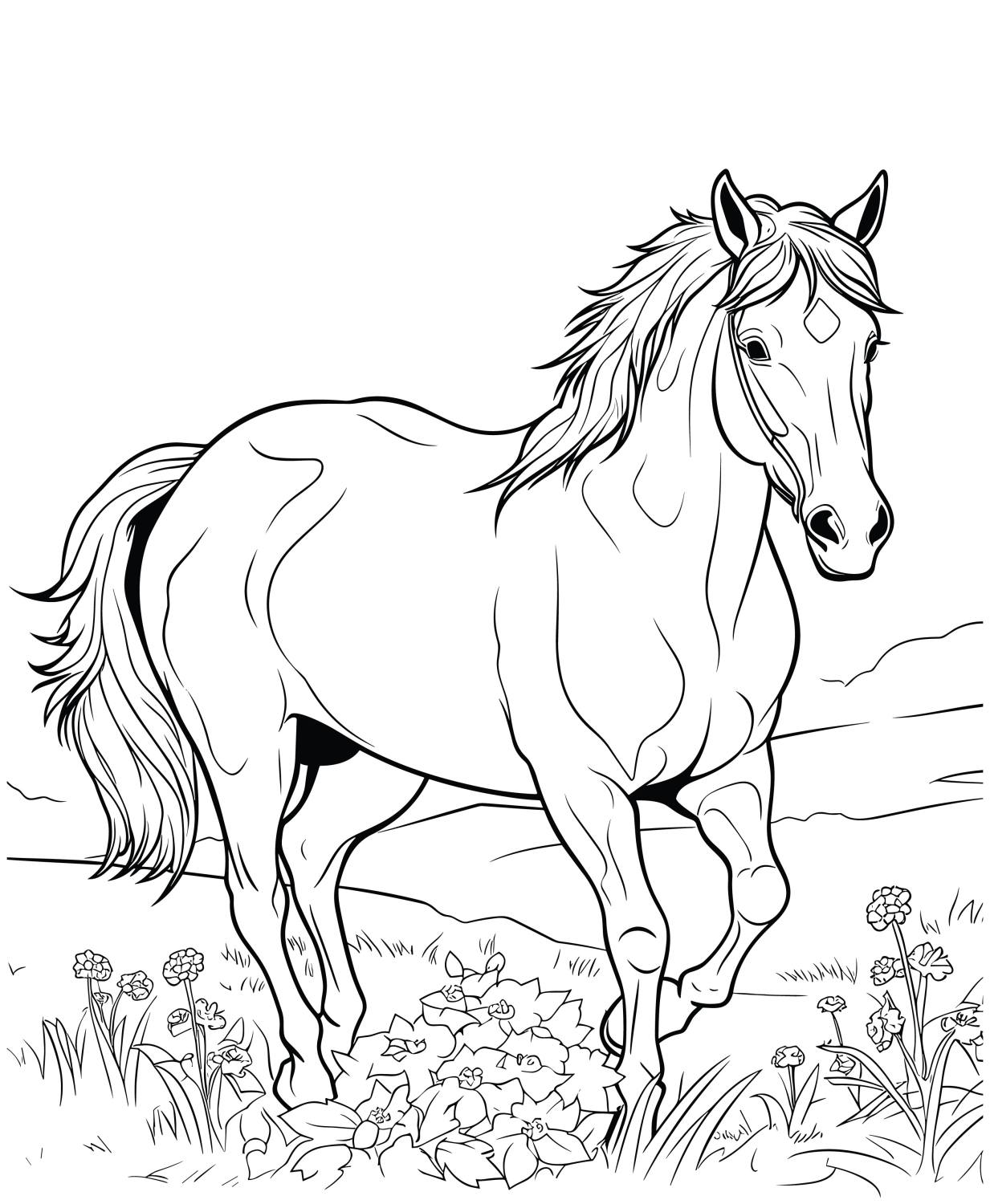 Cavalo Majestoso no Campo