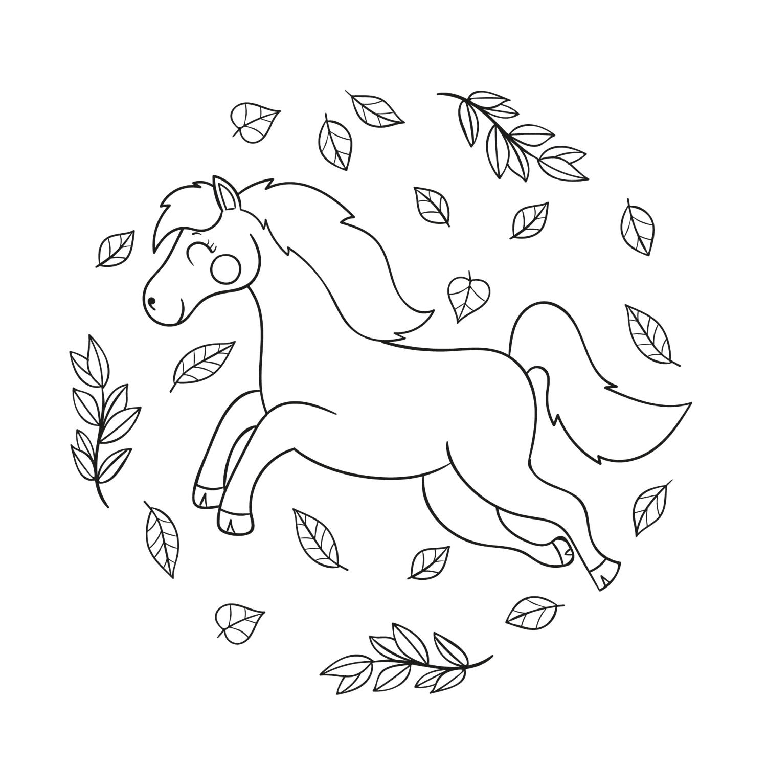 Cavalo Saltitante com Folhas Fofas