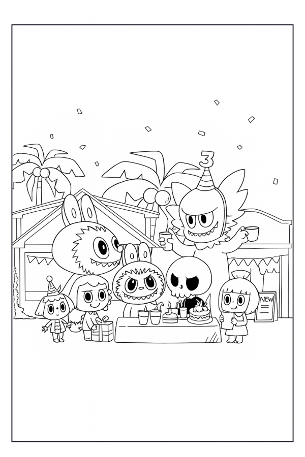 Celebração Animada com Personagens Icônicos