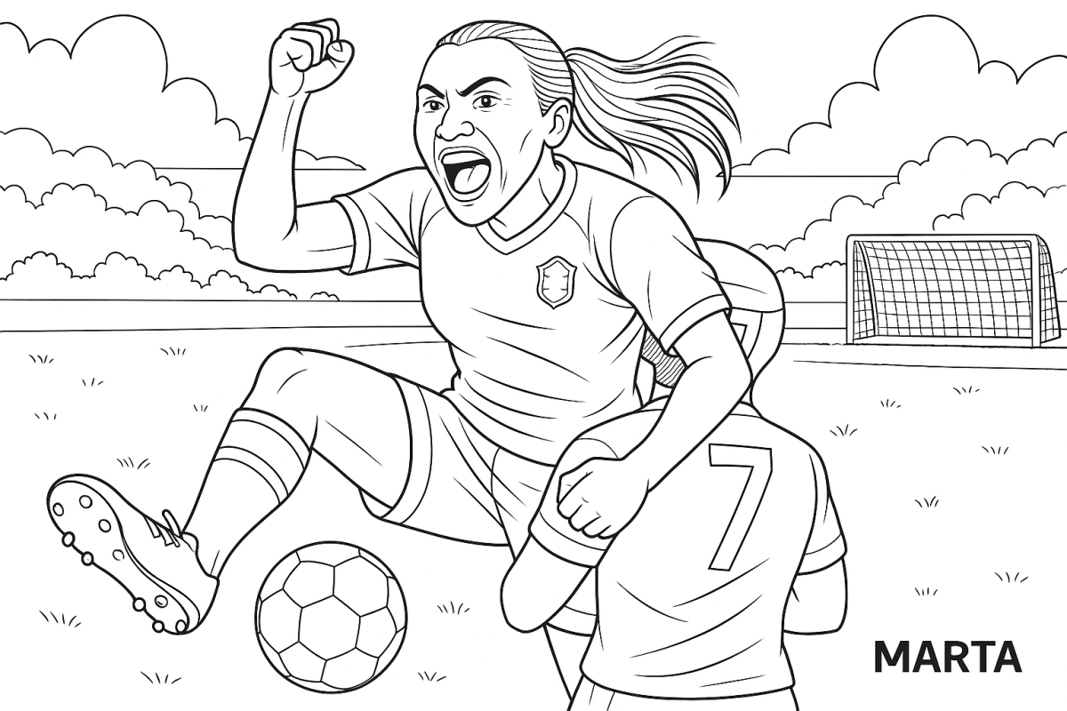 Vibrante Celebração de Marta no Campo de Futebol