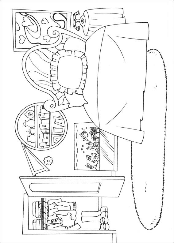 Charmosa Cena de Quarto para Colorir