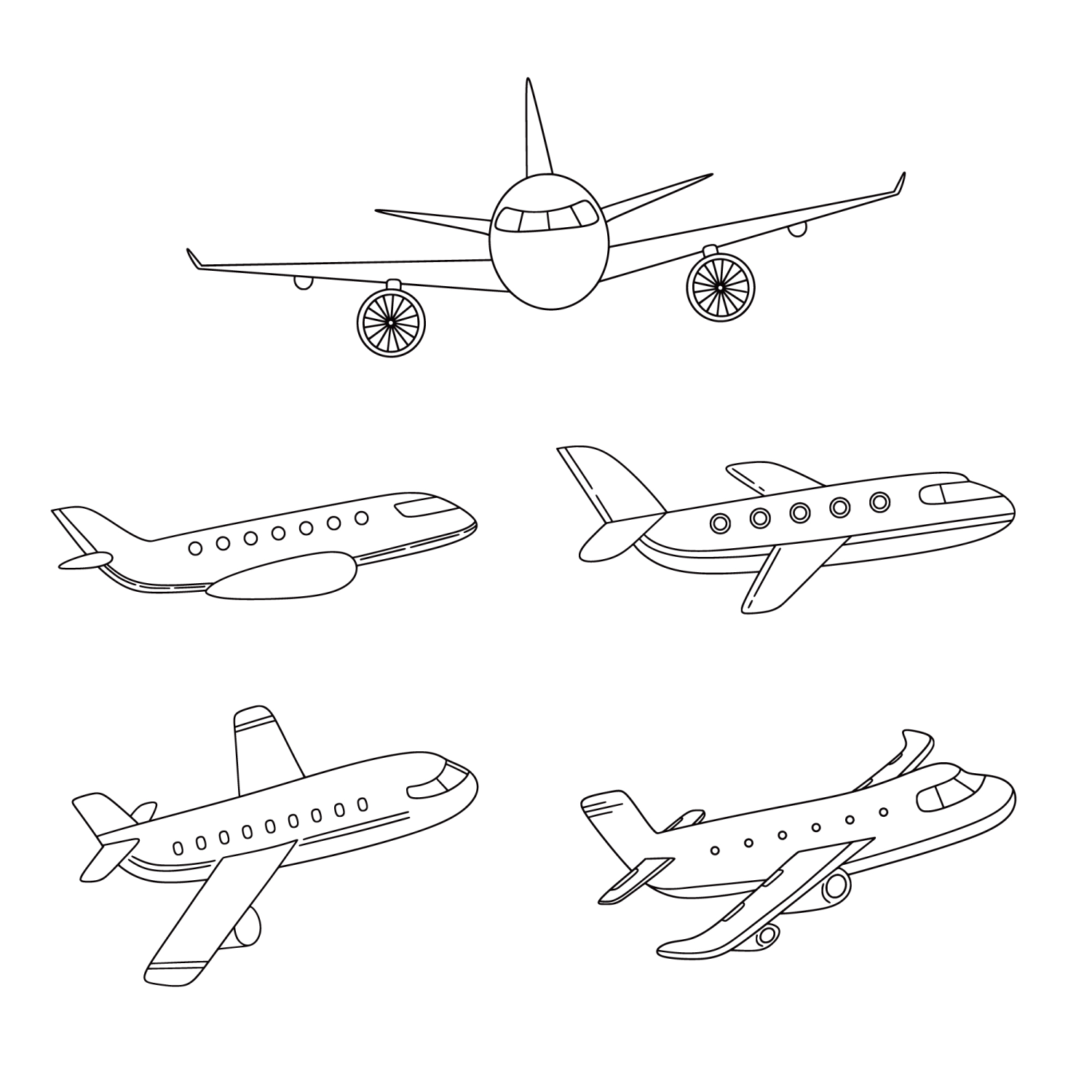 Coleção de Aviões Pronta para Colorir
