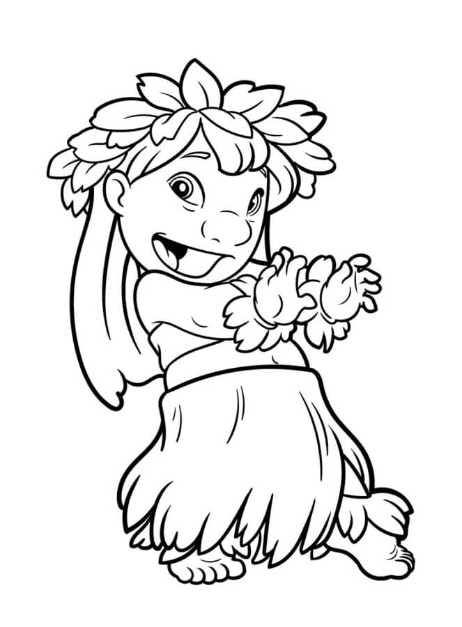 Colorindo a Lilo em Sua Dança Havaiana