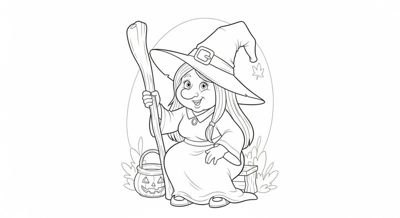 Colorindo o Encanto da Bruxinha do Halloween