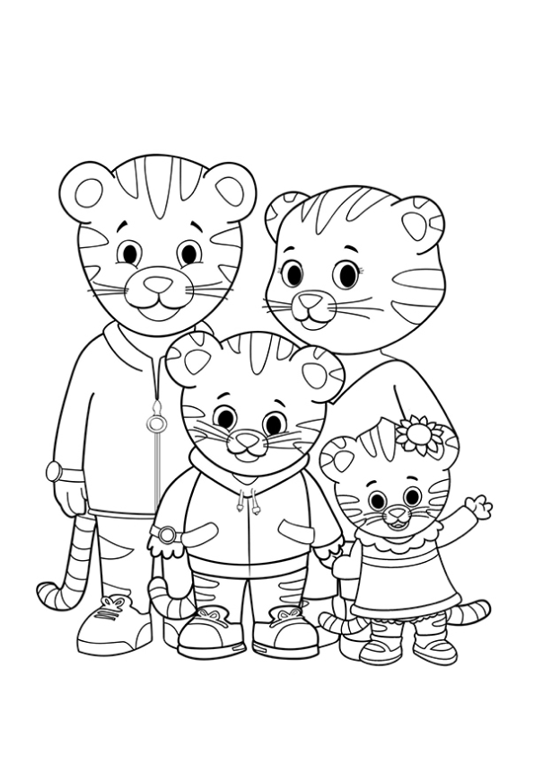 Colorindo a Família Alegre do Daniel Tigre